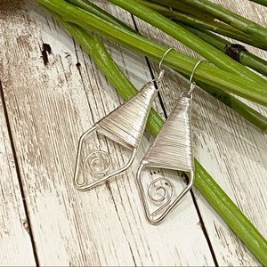 Silver tone Wire Wrapped Earrings